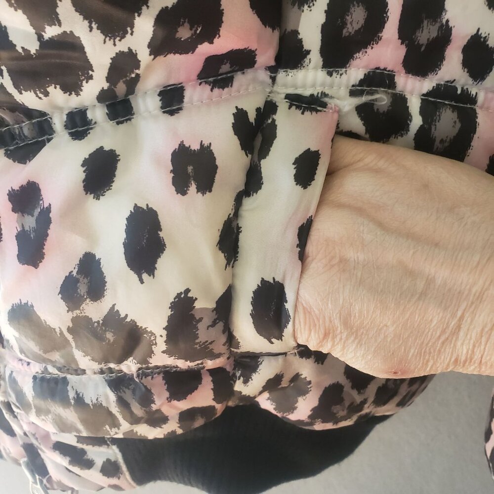 Justice Girls Leopard Print Winter Jacket Faux Fur Hood Interior Size L 12 14 - Picture 6 of 10